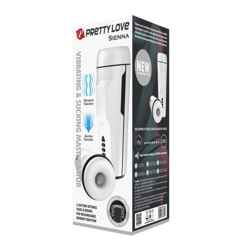 PRETTY LOVE - MASTURBADOR MASCULINO SIENNA COM VIBRAÇÃO, VOZ E SUCÇÃO