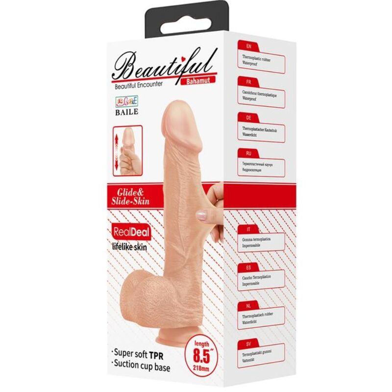 BAILE - BEAUTIFUL ENCOUNTER BAHAMUT DILDO REALISTA FLEXÍVEL 21,8 CM NATURAL