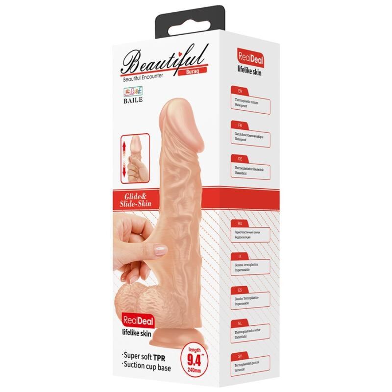 BAILE - LINDO ENCONTRO BURAQ DILDO FLEXÍVEL REALISTA 24 CM NATURAL