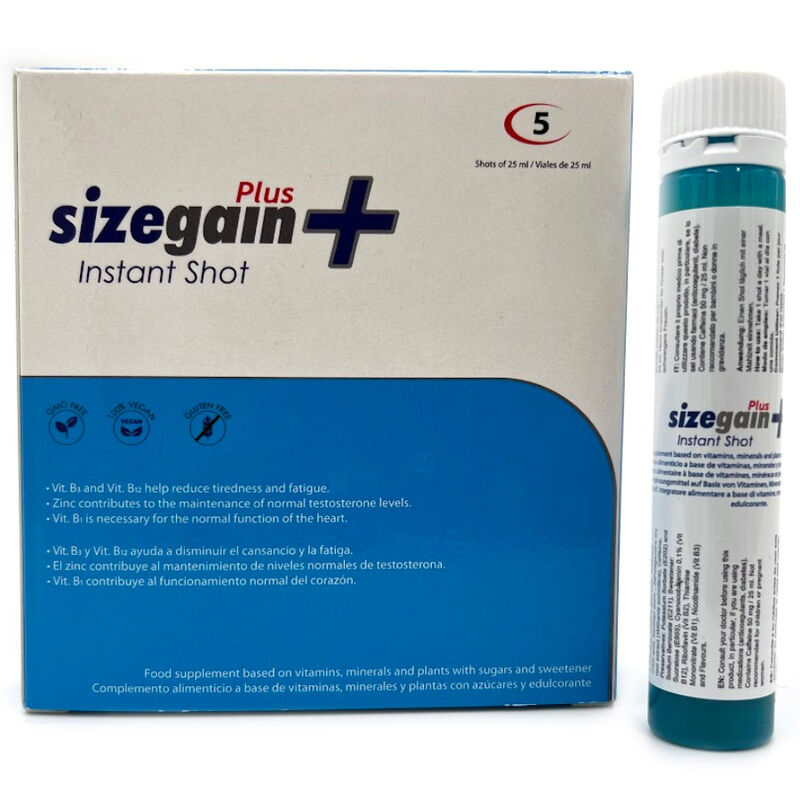 500 COSMÉTICOS - SIZEGAIN PLUS INSTANT SHOT ENERGIZANTE MASCULINO 5 UNIDADES