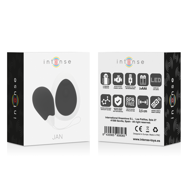 INTENSE - HUEVO VIBRADOR JAN CONTROL REMOTO NEGRO