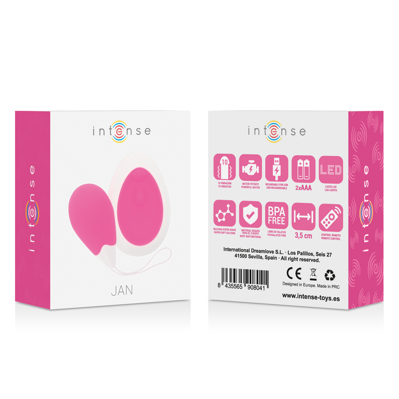 INTENSO - VIBRADOR JAN EGG CONTROLE REMOTO ROSA
