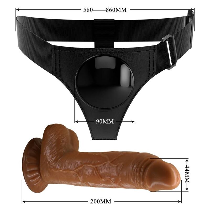 PRETTY LOVE - ARNÉS BRAGUITA ARNÉS UNIVERSAL CON DILDO MICHEAL 20 CM NEGRO