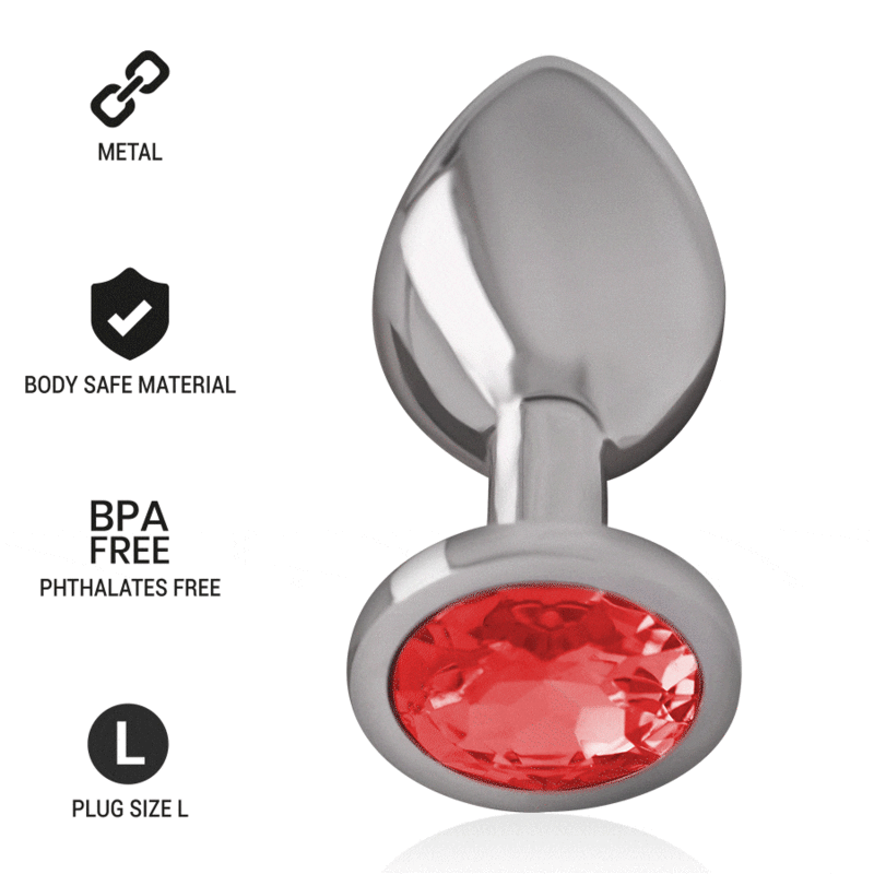 INTENSO - PLUG ANAL DE METAL DE ALUMÍNIO COM CRISTAL VERMELHO TAMANHO G
