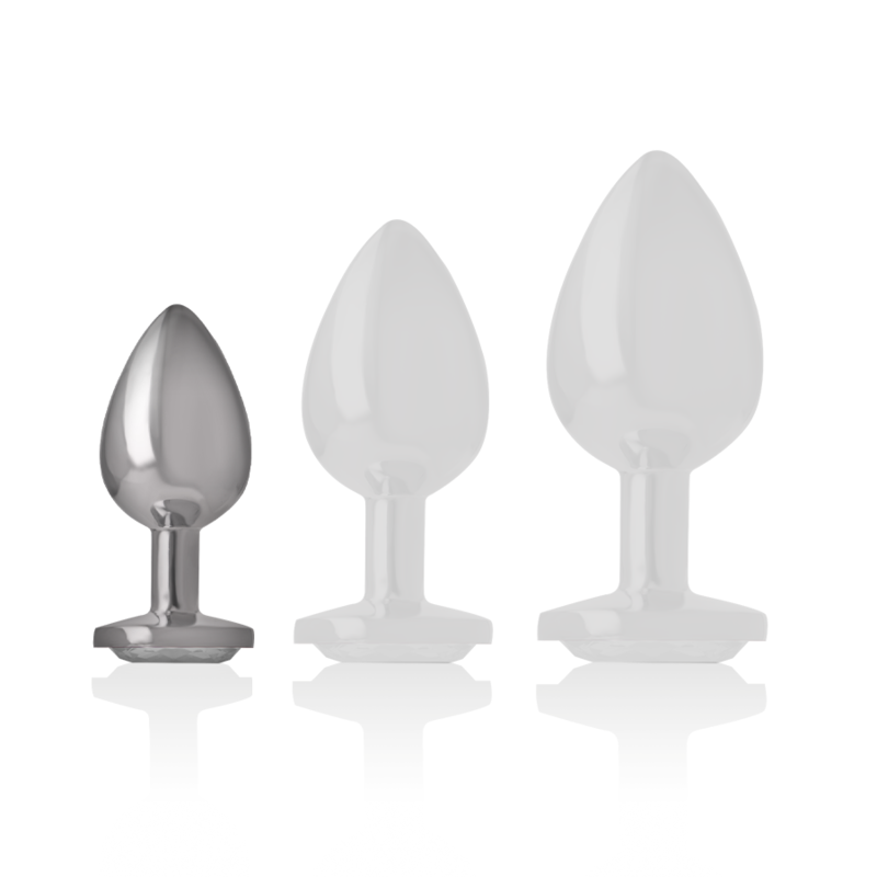 INTENSO - PLUG ANAL DE METAL DE ALUMÍNIO COM CRISTAL PRATEADO TAMANHO P