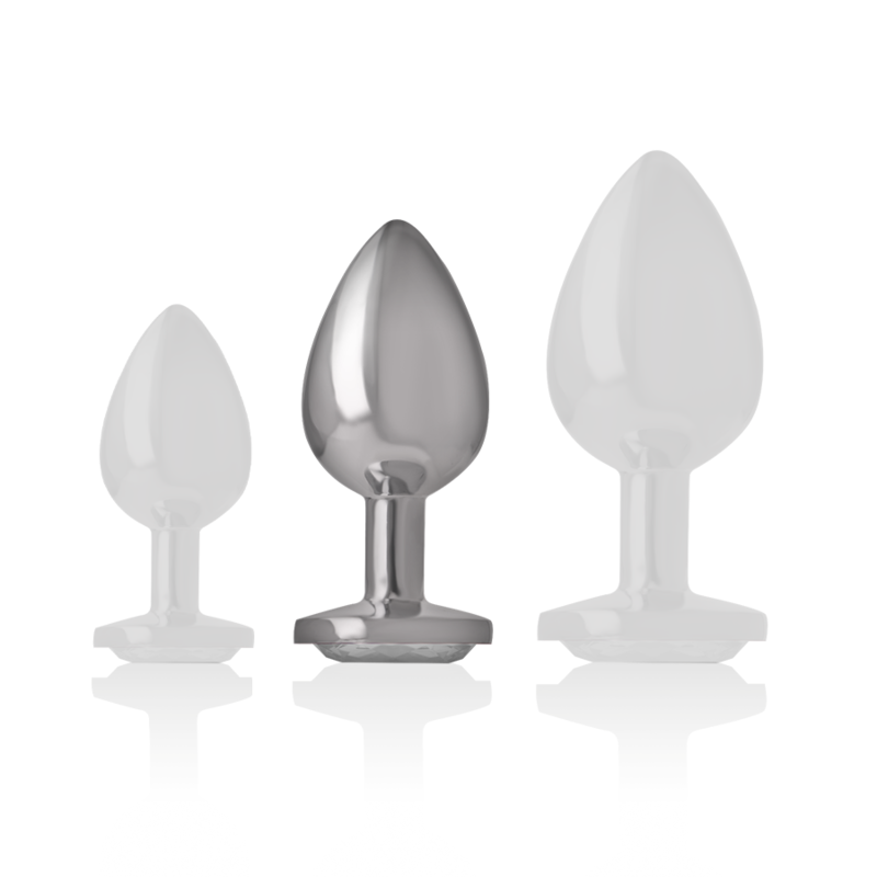 INTENSO - PLUG ANAL DE ALUMÍNIO COM CRISTAL PRATEADO TAMANHO M