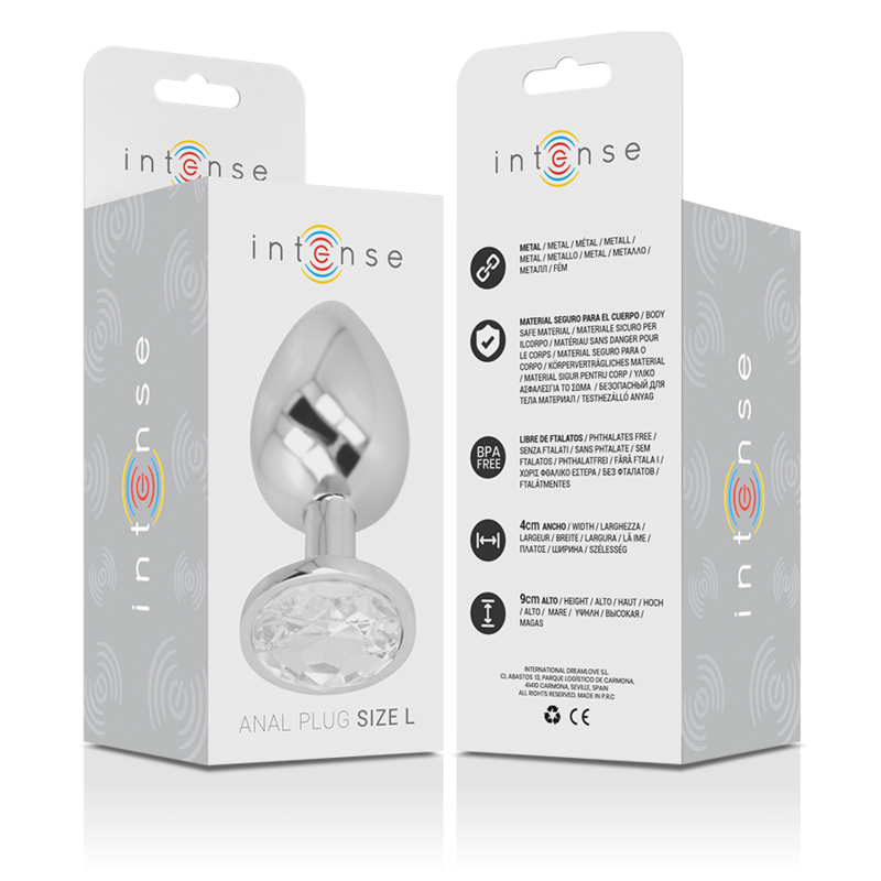 INTENSO - PLUG ANAL DE ALUMÍNIO COM CRISTAL PRATEADO TAMANHO G