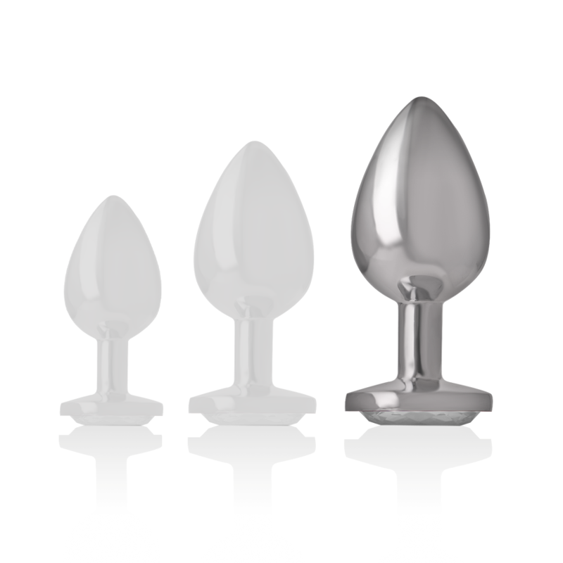 INTENSO - PLUG ANAL DE ALUMÍNIO COM CRISTAL PRATEADO TAMANHO G