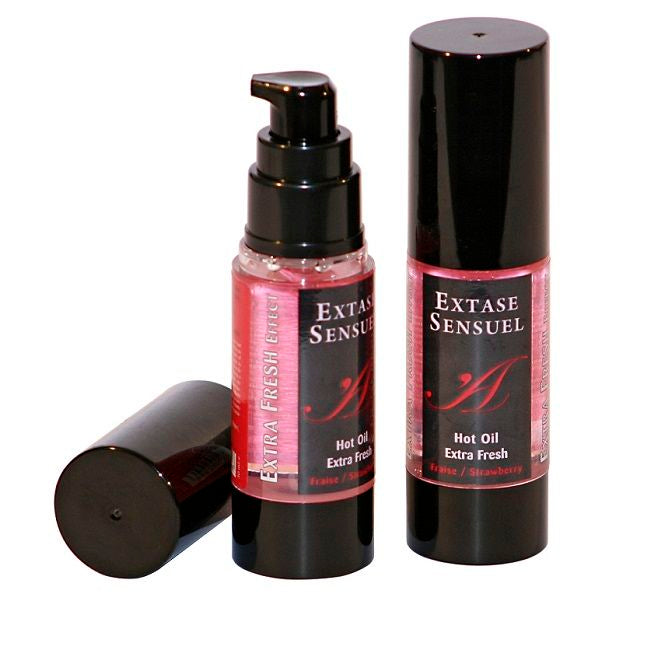 EXTASE SENSUAL - ÓLEO DE MASSAGEM COM EFEITO EXTRA FRESCO DE MORANGO 30 ML