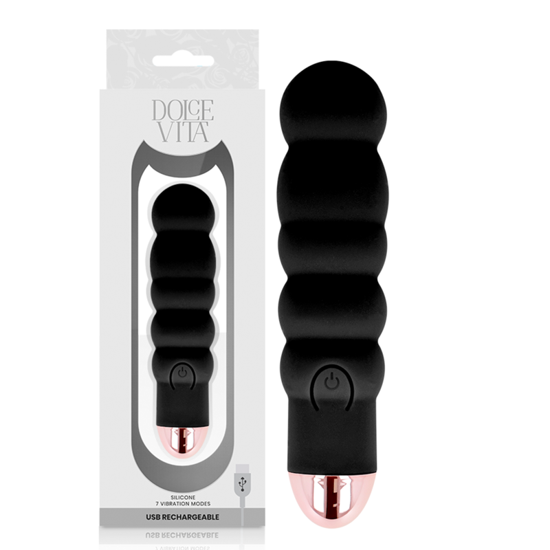 DOLCE VITA - VIBRADOR RECARREGÁVEL SIX PRETO 7 VELOCIDADES