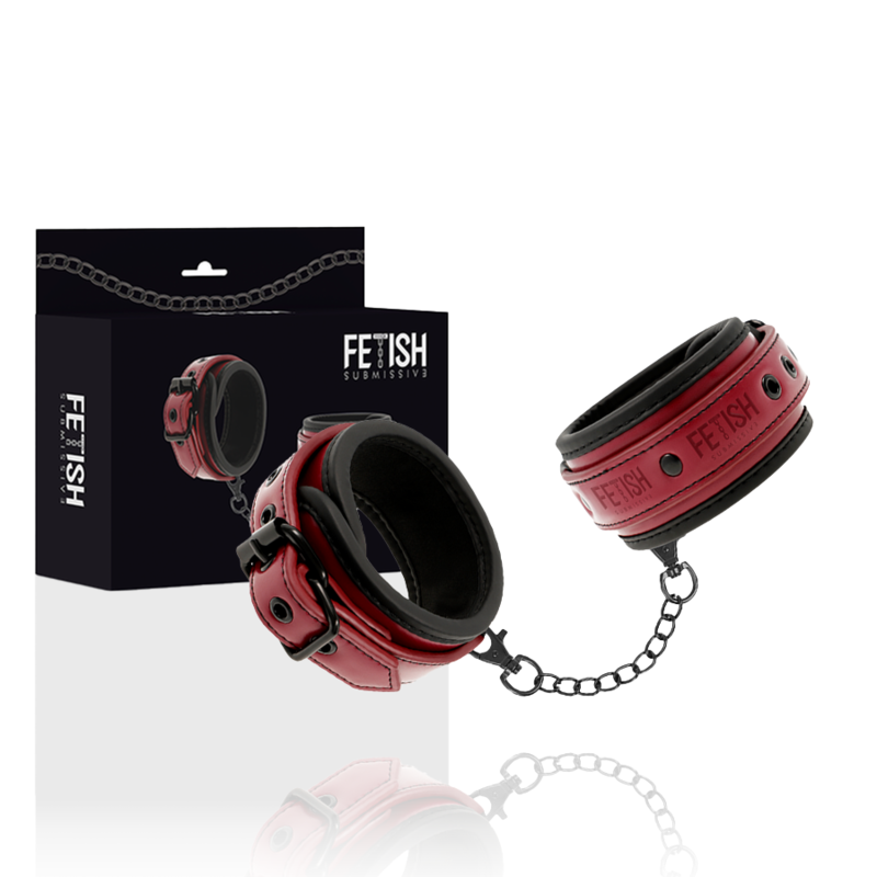 FETICHE SUBMISSIVO QUARTO ESCURO - ALGEMAS DE COURO VEGANAS COM FORRO DE NEOPRENE