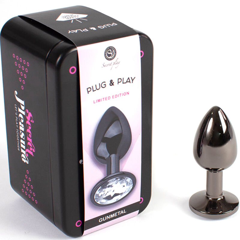 SECRETPLAY - PLUG ANAL DE METAL GUNMETAL TAMANHO PEQUENO 7 CM