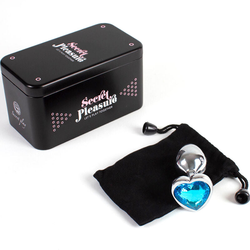 SECRETPLAY - PLUG ANAL DE METAL CORAÇÃO AZUL TAMANHO PEQUENO 7 CM