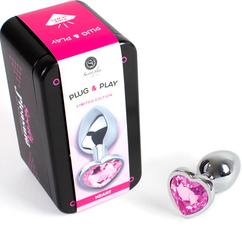 SECRETPLAY - PLUG ANAL DE METAL CORAÇÃO FÚCSIA TAMANHO PEQUENO 7 CM