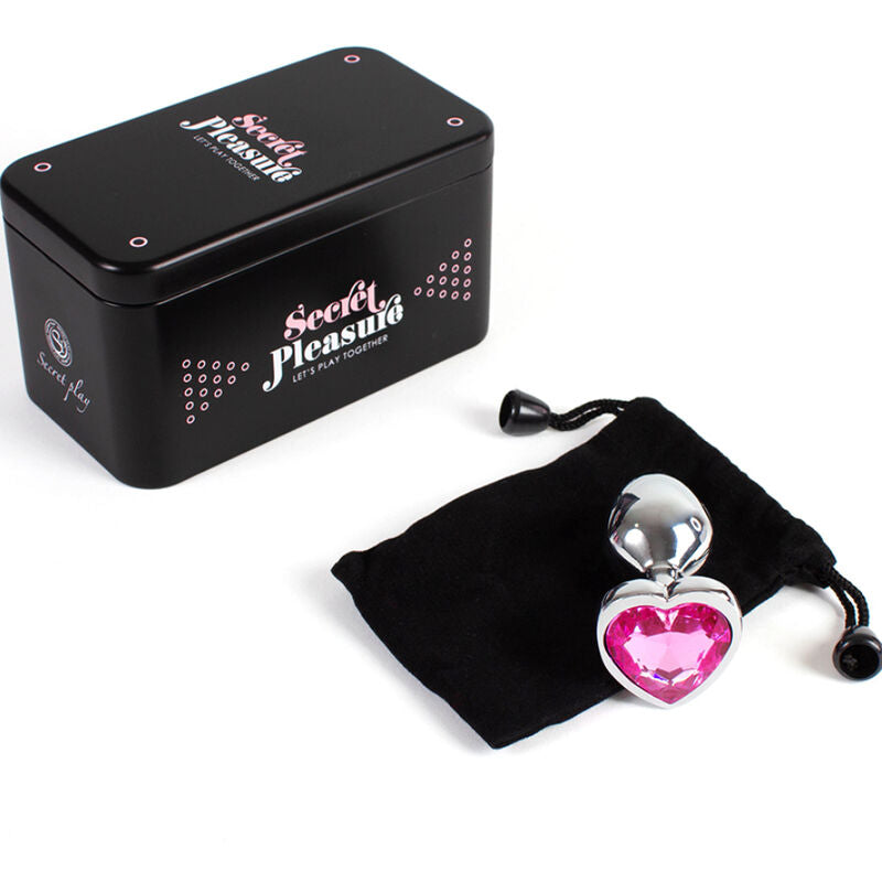 SECRETPLAY - PLUG ANAL DE METAL CORAÇÃO FÚCSIA TAMANHO PEQUENO 7 CM