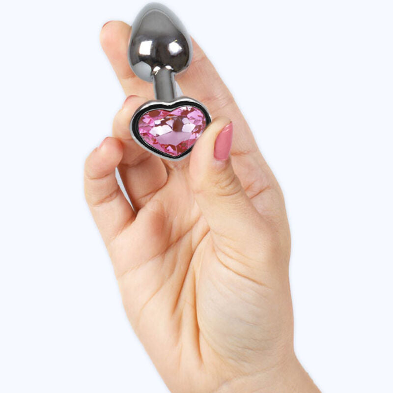 SECRETPLAY - PLUG ANAL DE METAL CORAÇÃO FÚCSIA TAMANHO PEQUENO 7 CM