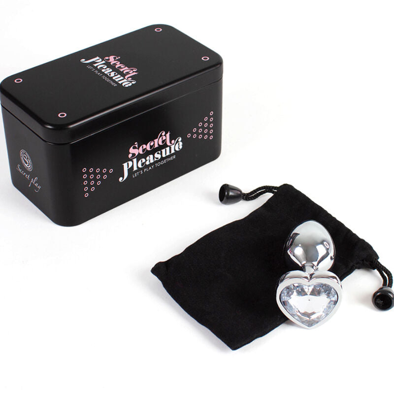 SECRETPLAY - PLUG ANAL DE METAL CRISTAL TRANSPARENTE CORAZÓN PEQUEÑO 7 CM