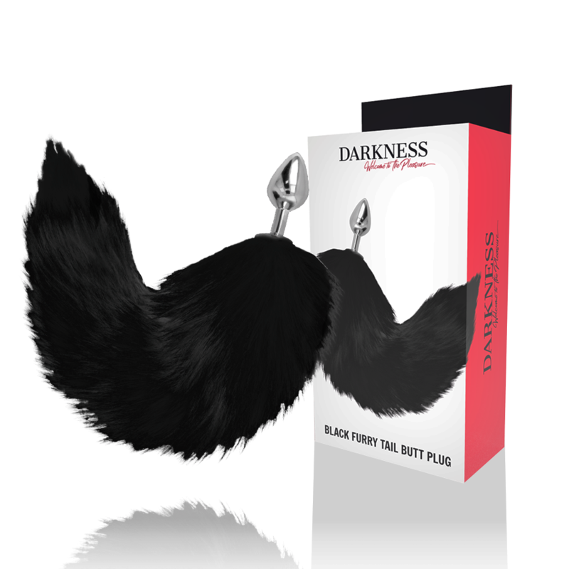 DARKNESS - PLUG ANAL PRATEADO 8 CM COM CAUDA PRETA