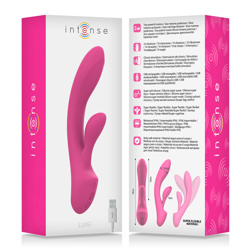 INTENSO - VIBRADOR LUIGI RABBIT ROSA SILICONE LÍQUIDO