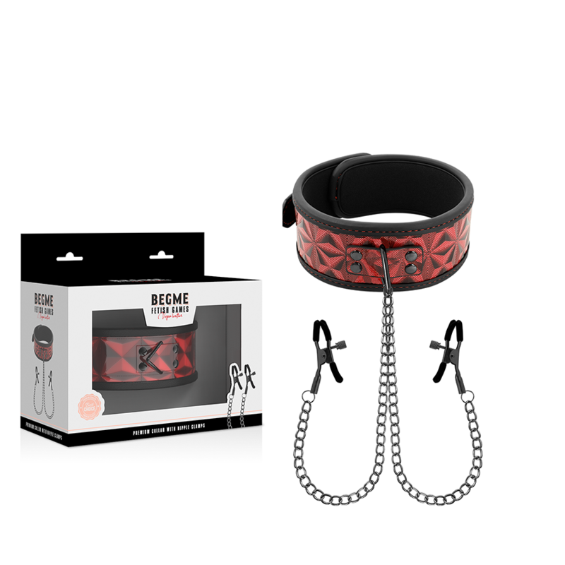 BEGME - COLEIRA RED EDITION COM PINÇAS PARA MAMILOS COM FORRO DE NEOPRENE