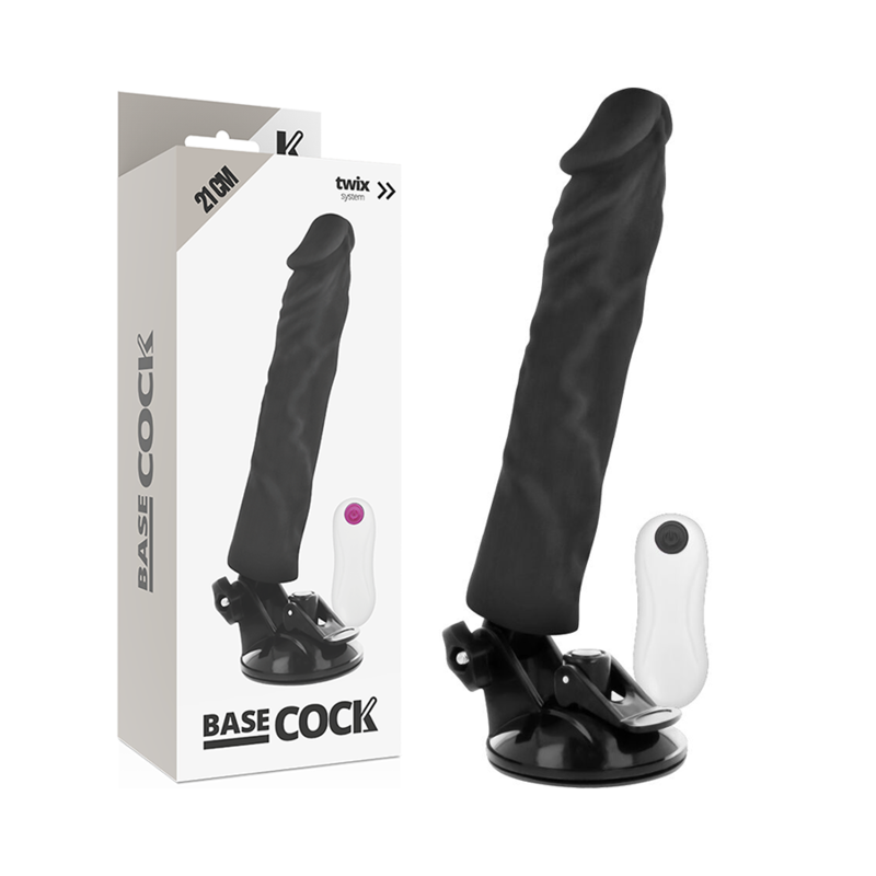 BASECOCK - VIBRADOR REALISTA CONTROLE REMOTO PRETO 21 CM -O- 4 CM