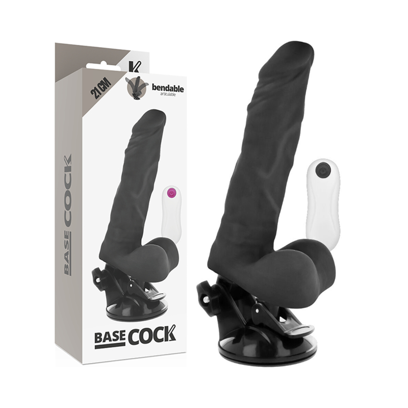 BASECOCK - VIBRADOR ARTICULABLE MANDO REMOTO NEGRO 21 CM -O- 5 CM