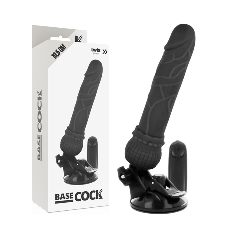 BASECOCK - VIBRADOR REALISTA CONTROLE REMOTO PRETO 19,5 CM -O- 4 CM