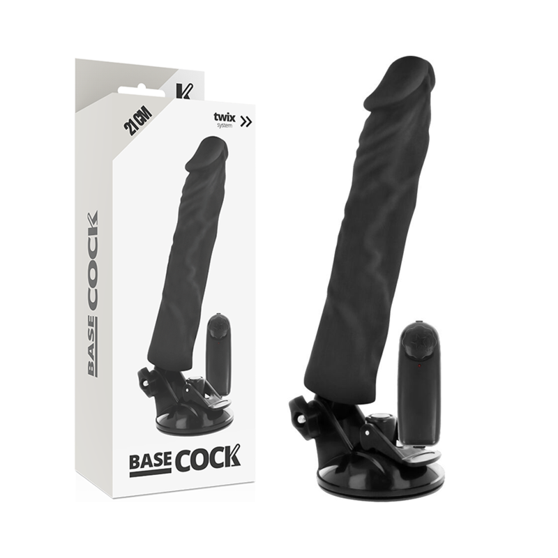 BASECOCK - VIBRADOR REALISTA CONTROLE REMOTO PRETO 21 CM -O- 4 CM