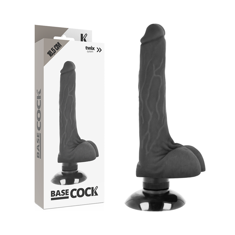 BASECOCK - VIBRADOR REALISTA 2-1 NEGRO 18,5 CM -O- 4 CM