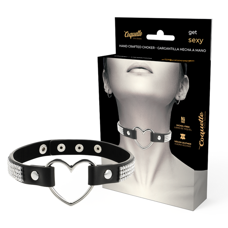 COQUETTE CHIC DESIRE - GARGANTILHA DE COURO VEGANA COM CORAÇÃO