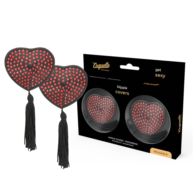 COQUETTE CHIC DESIRE - CAPA PARA MAMILOS CORAÇÃO PRETO / VERMELHO