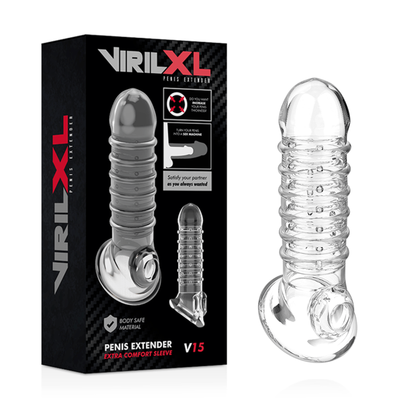 VIRILXL - EXTENSÃO E BAINHA PARA PÊNIS V15 TRANSPARENTE