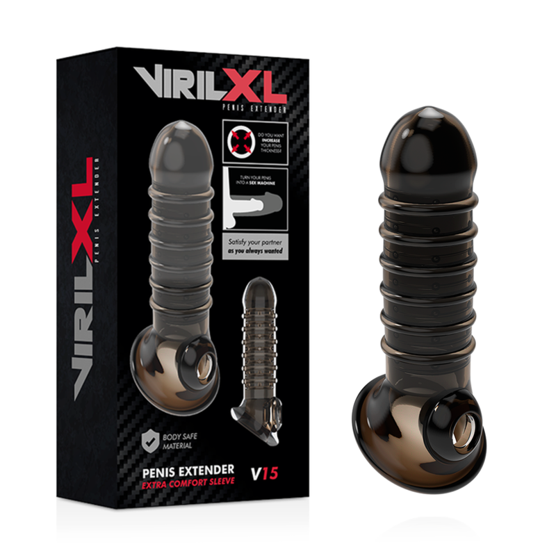 VIRILXL - EXTENSÃO E BAINHA PARA PÊNIS V15 PRETO