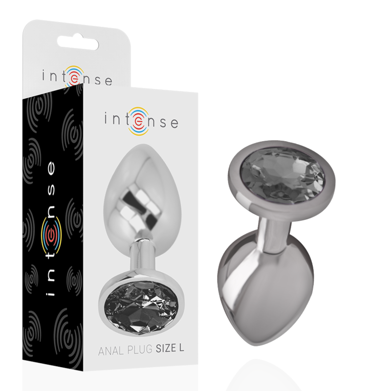 INTENSO - PLUG ANAL DE ALUMÍNIO E METAL COM VIDRO PRETO TAMANHO G