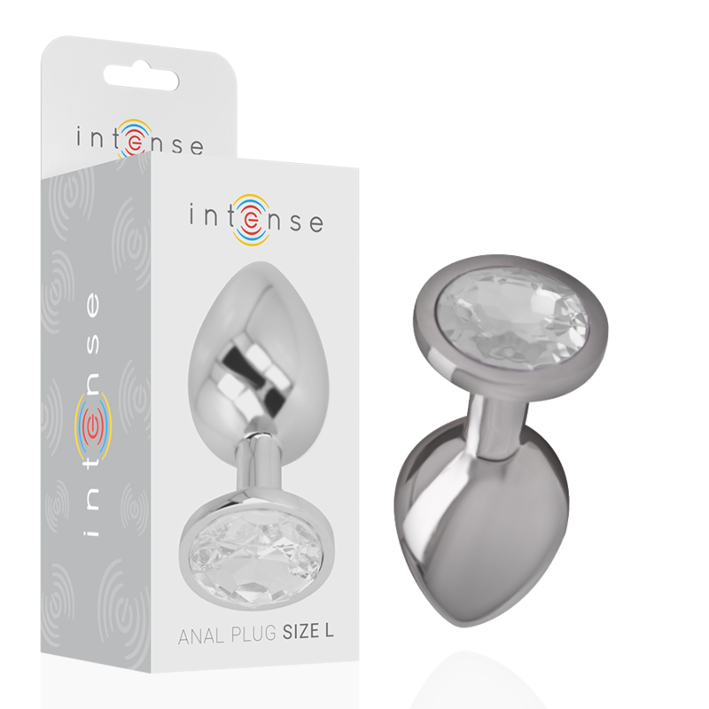 INTENSO - PLUG ANAL DE ALUMÍNIO COM CRISTAL PRATEADO TAMANHO G