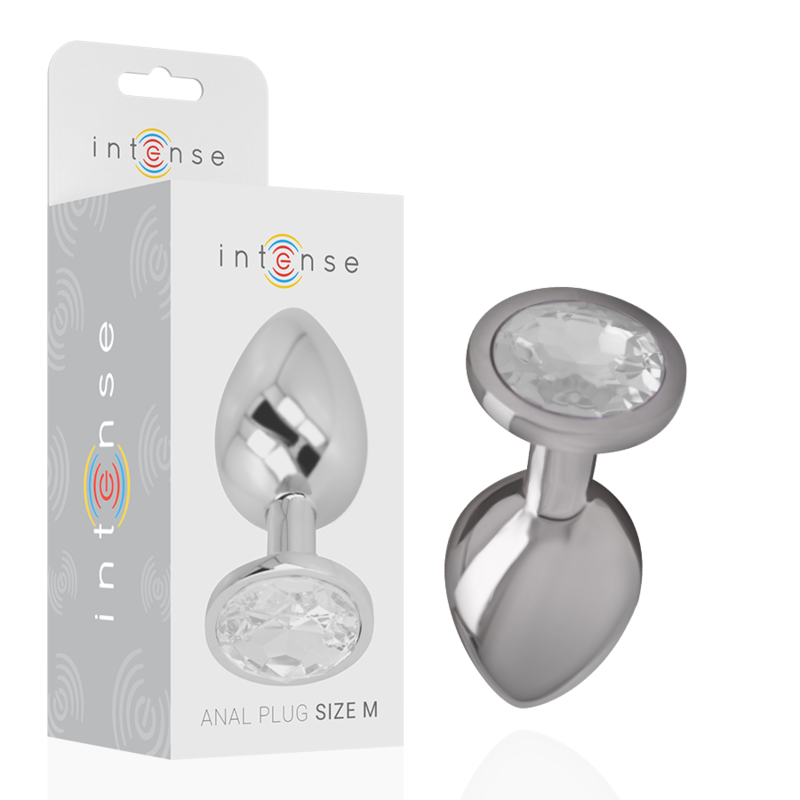INTENSO - PLUG ANAL DE ALUMÍNIO COM CRISTAL PRATEADO TAMANHO M