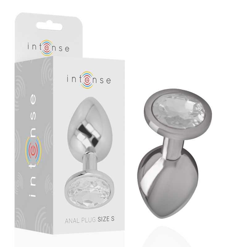 INTENSO - PLUG ANAL DE METAL DE ALUMÍNIO COM CRISTAL PRATEADO TAMANHO P