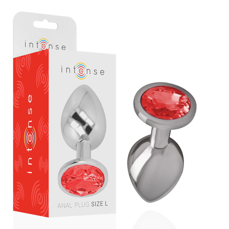 INTENSO - PLUG ANAL DE METAL DE ALUMÍNIO COM CRISTAL VERMELHO TAMANHO G