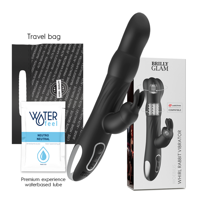 BRILLY GLAM - MOEBIUS RABBIT VIBRADOR E ROTATOR COMPATÍVEL COM A TECNOLOGIA WIRELESS WATCHME