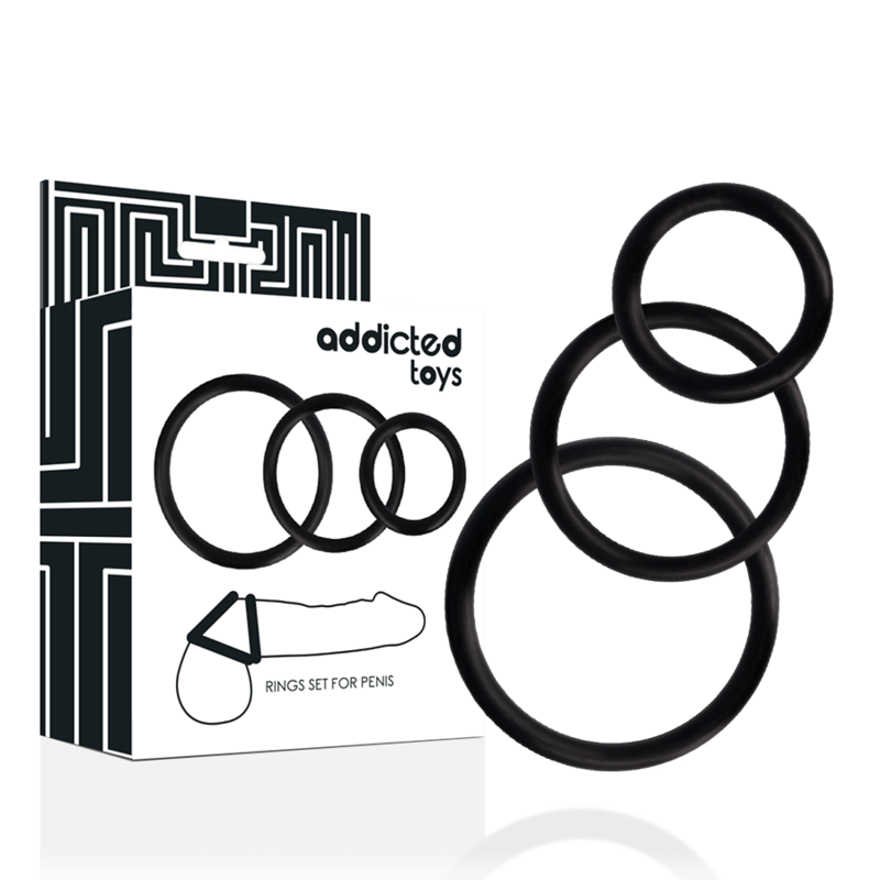 ADDICTED TOYS - CONJUNTO DE ANÉIS PARA PÊNIS PRETO