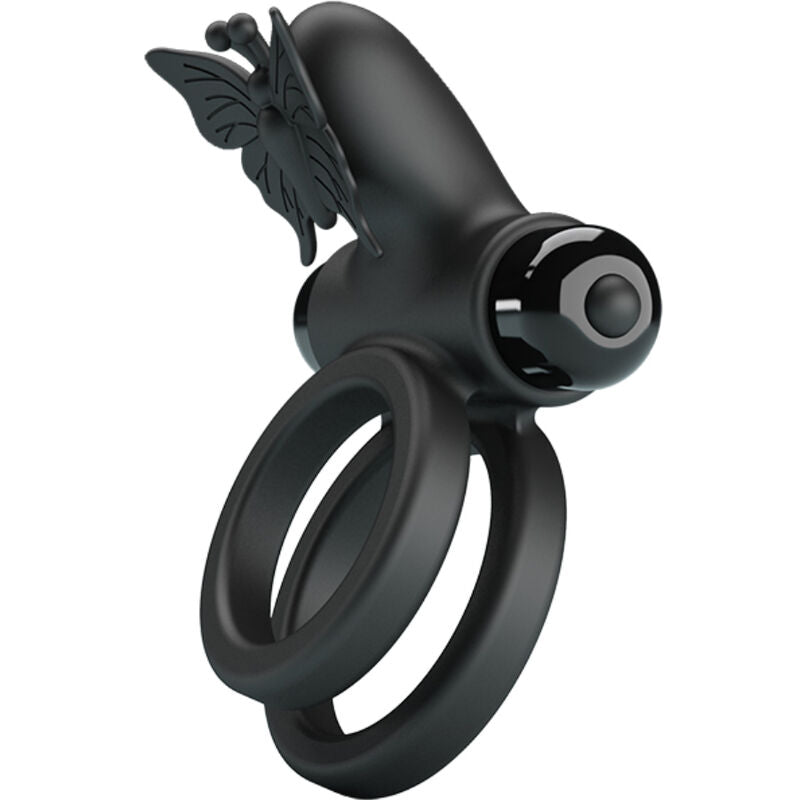 PRETTY LOVE - ANEL VIBRATÓRIO DUPLO COM ESTIMULADOR PRETO