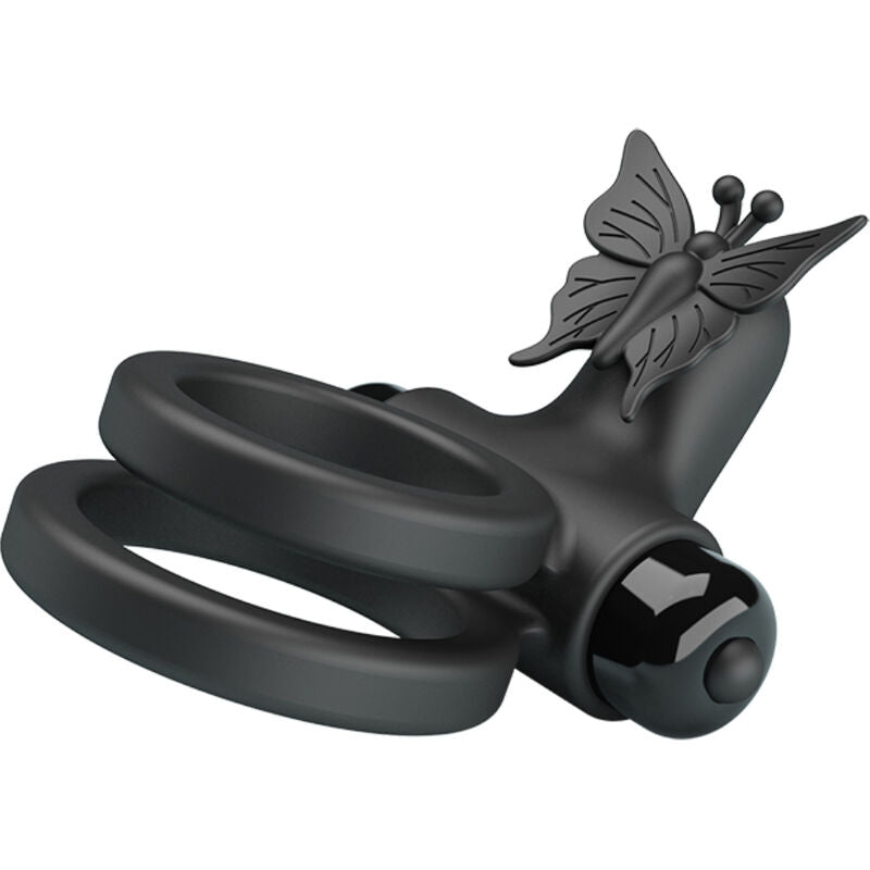 PRETTY LOVE - ANEL VIBRATÓRIO DUPLO COM ESTIMULADOR PRETO
