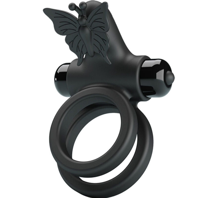 PRETTY LOVE - ANEL VIBRATÓRIO DUPLO COM ESTIMULADOR PRETO