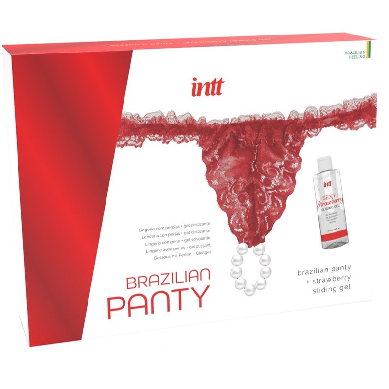INTT RELEASES - CALCINHA VERMELHA BRASILEIRA COM PÉROLAS E GEL LUBRIFICANTE 50 ML