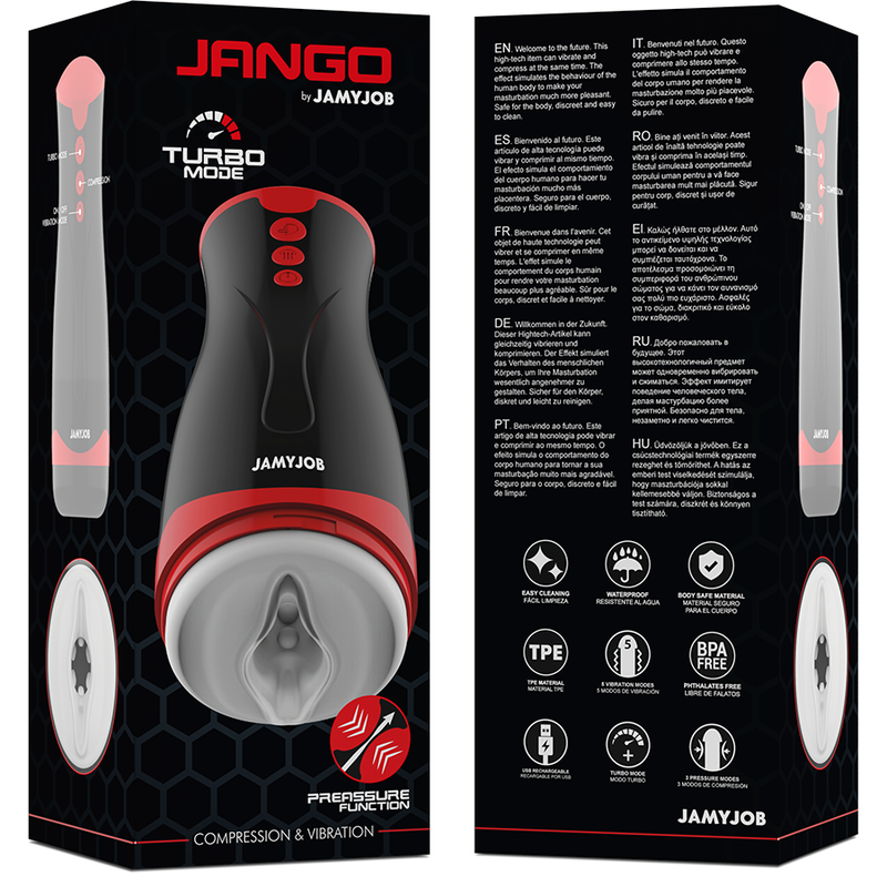 JAMYJOB - MASTURBADOR JANGO DE COMPRESSÃO E VIBRAÇÃO