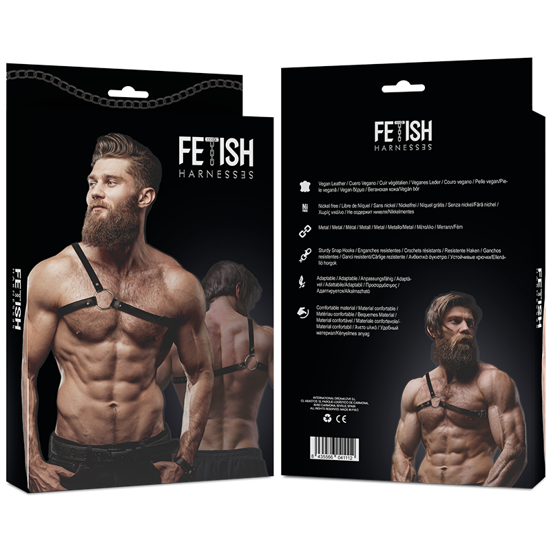 FETISH SUBMISSIVE - ATTITUDE ARNÊS DE COURO ECOLÓGICO COM OMBRO CRUZADO PARA HOMENS