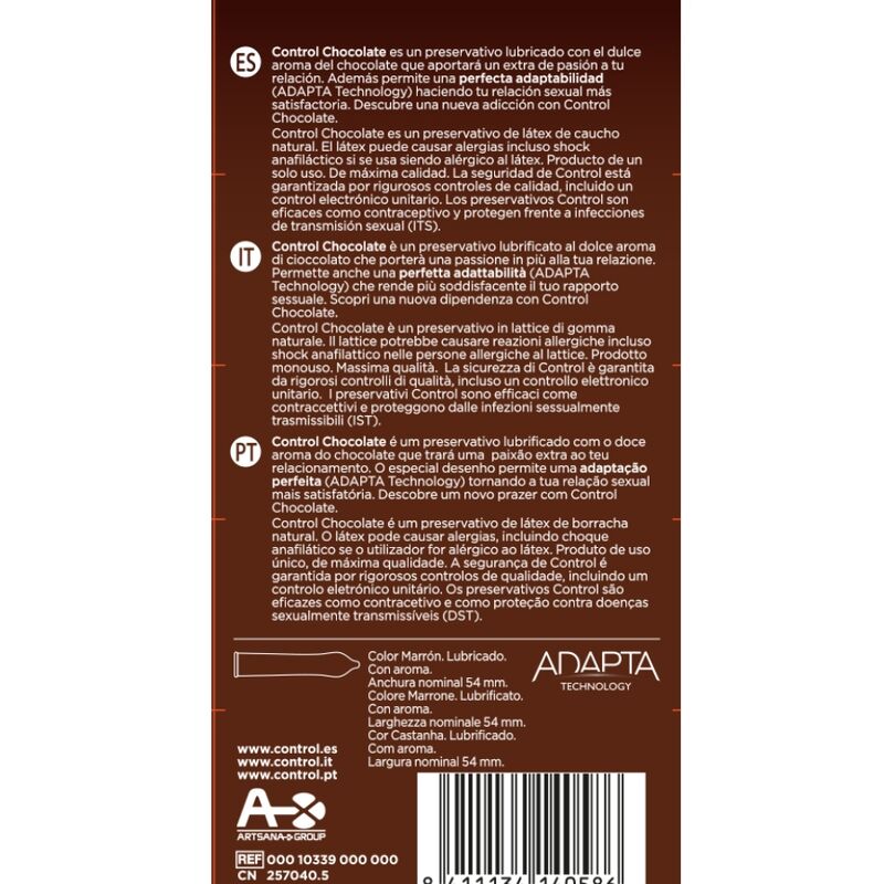 CONTROL - CONDONES ADAPTA CHOCOLATE 12 UNIDADES