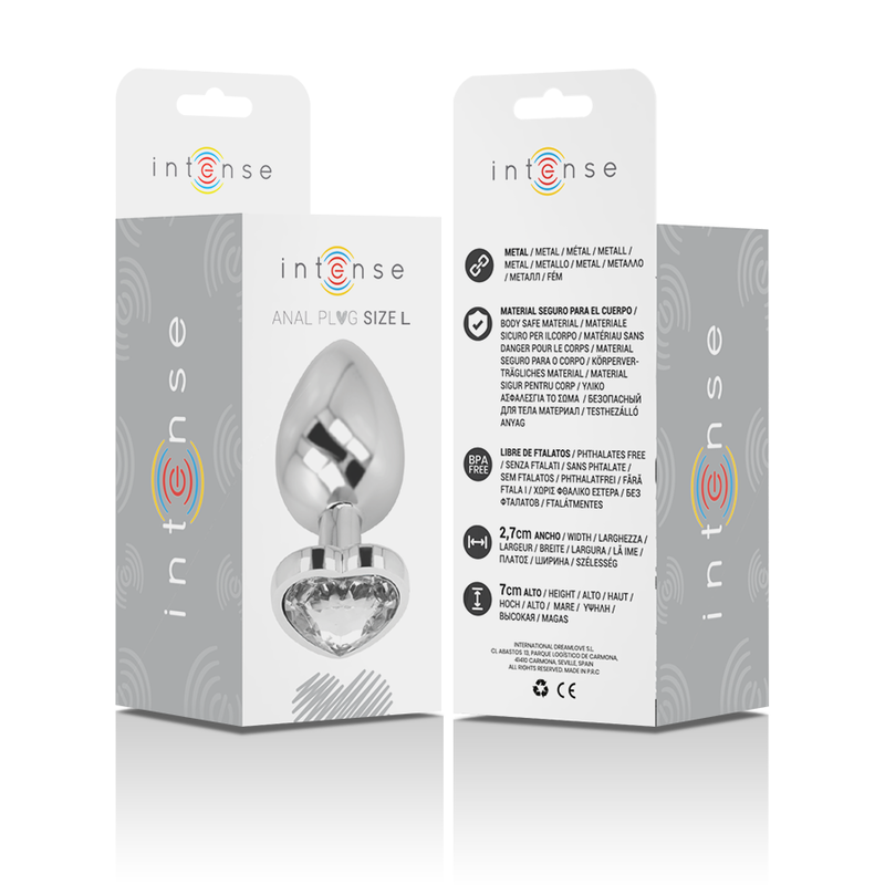 INTENSO - PLUG ANAL DE METAL ALUMÍNIO BRANCO CORAÇÃO TAMANHO G