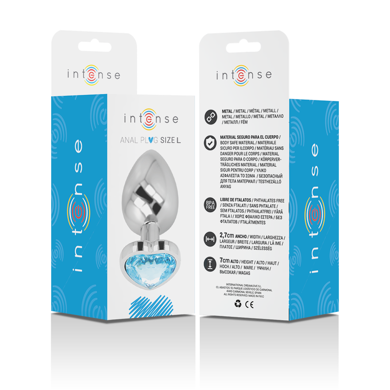 INTENSO - PLUG ANAL DE ALUMÍNIO E METAL AZUL CORAÇÃO TAMANHO G
