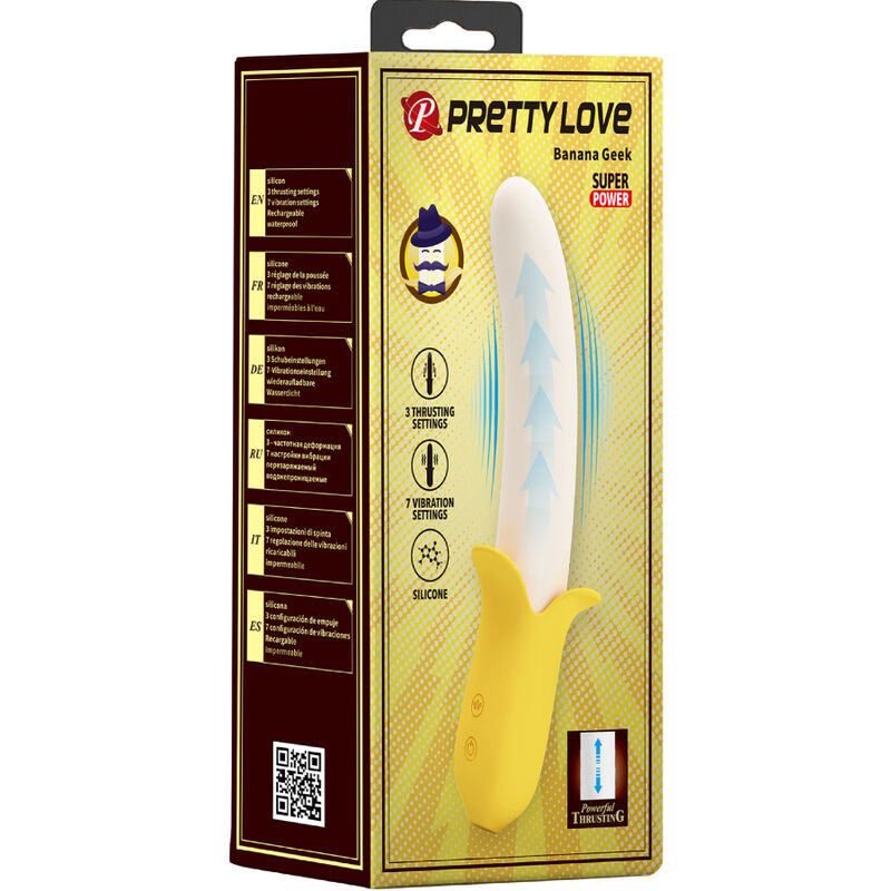PRETTY LOVE - BANANA GEEK SUPER POWER 7 VIBRAÇÕES PARA CIMA E PARA BAIXO SILICONE PRETO